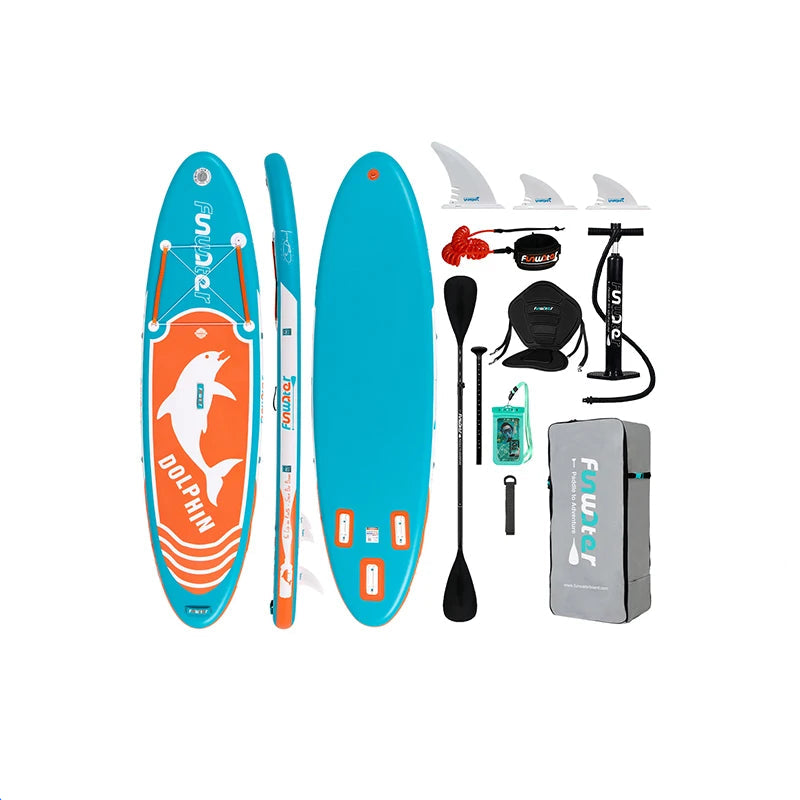 FunWater SUPFW08C Orange Dolphin Paddleboard med Kajaksits - Komplett SUP-paket