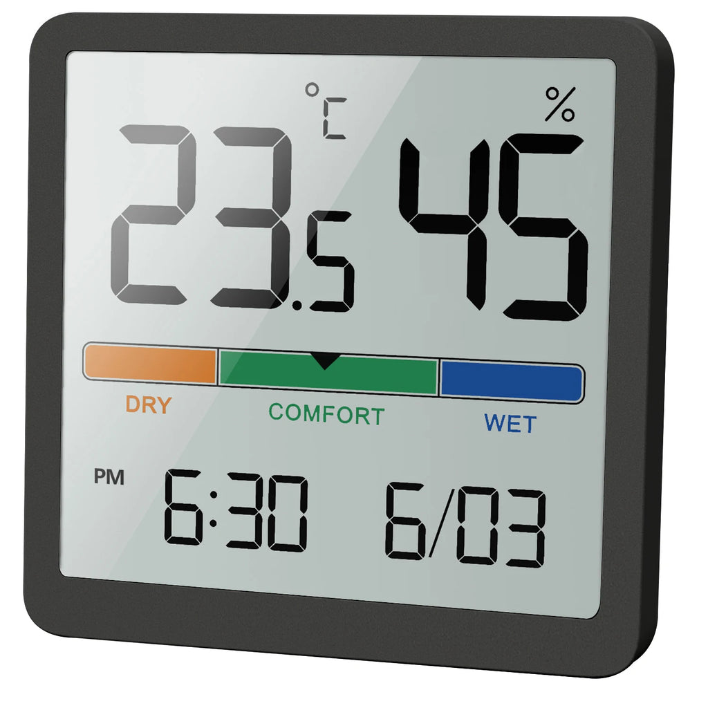 Smart Digital Termometer & Hygrometer med Klimatindikator - LCD Väderstation