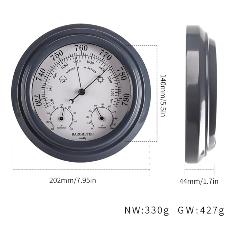 3-i-1 Digital Barometer Termometer Hygrometer - Väggmonterad Väderstation