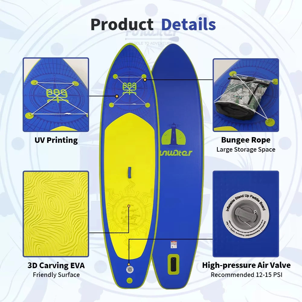 FunWater Uppblåsbar SUP Board - Stand Up Paddling Board för Vattensport