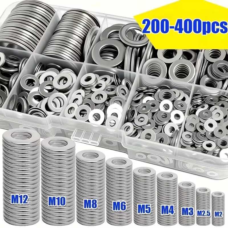 200/400st Rostfria Platta Brickor Set (M2-M12) - Hem DIY & Industrireparation