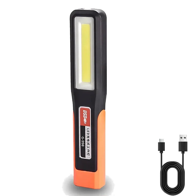 Uppladdningsbar LED-arbetslampa med Magnet, 360° Krok & Rött Varningsljus – 3 Ljuslägen, IPX4