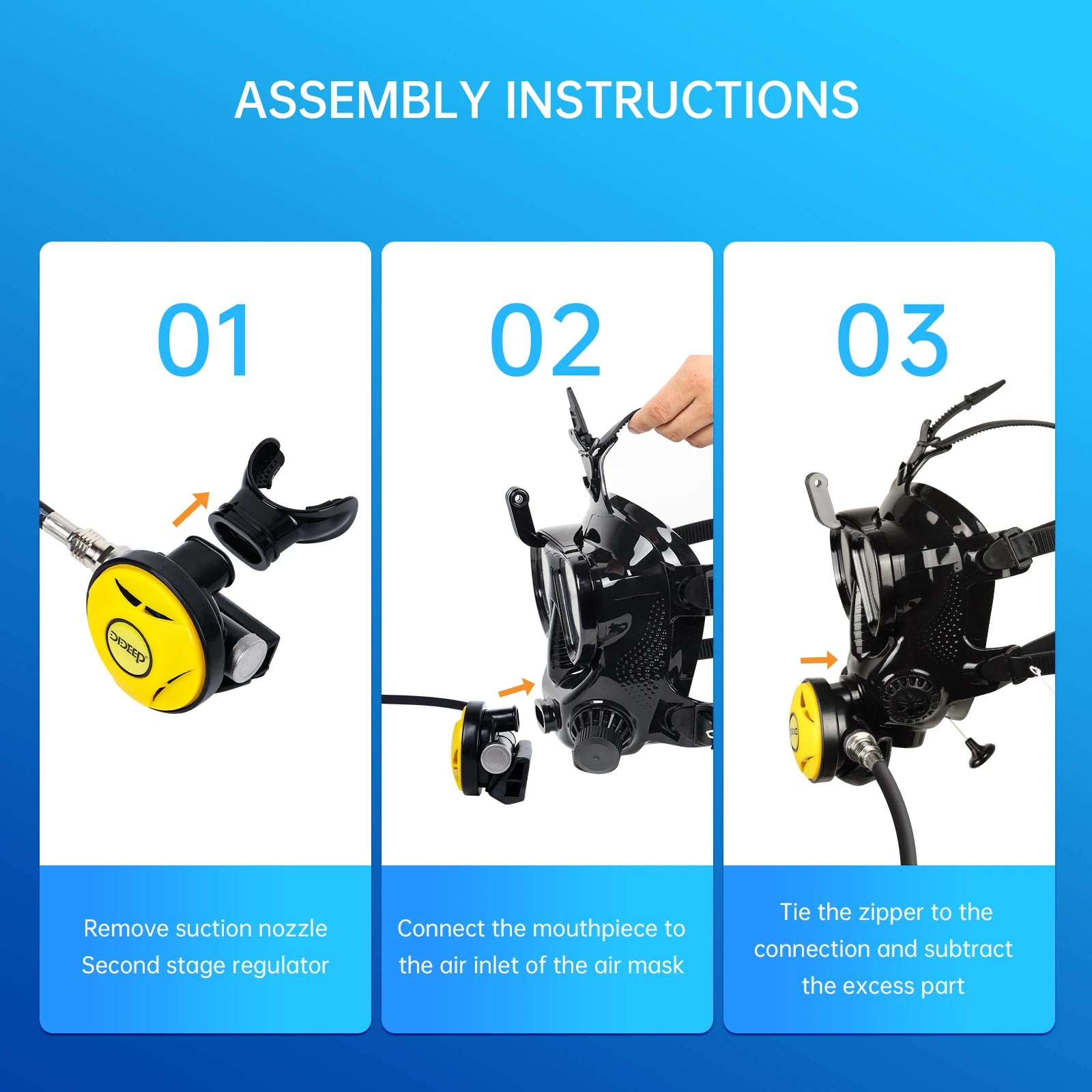 DIDEEP 1L Mini Dyktank Set med Helansiktsmask - 15-20 Min Dykutrustning