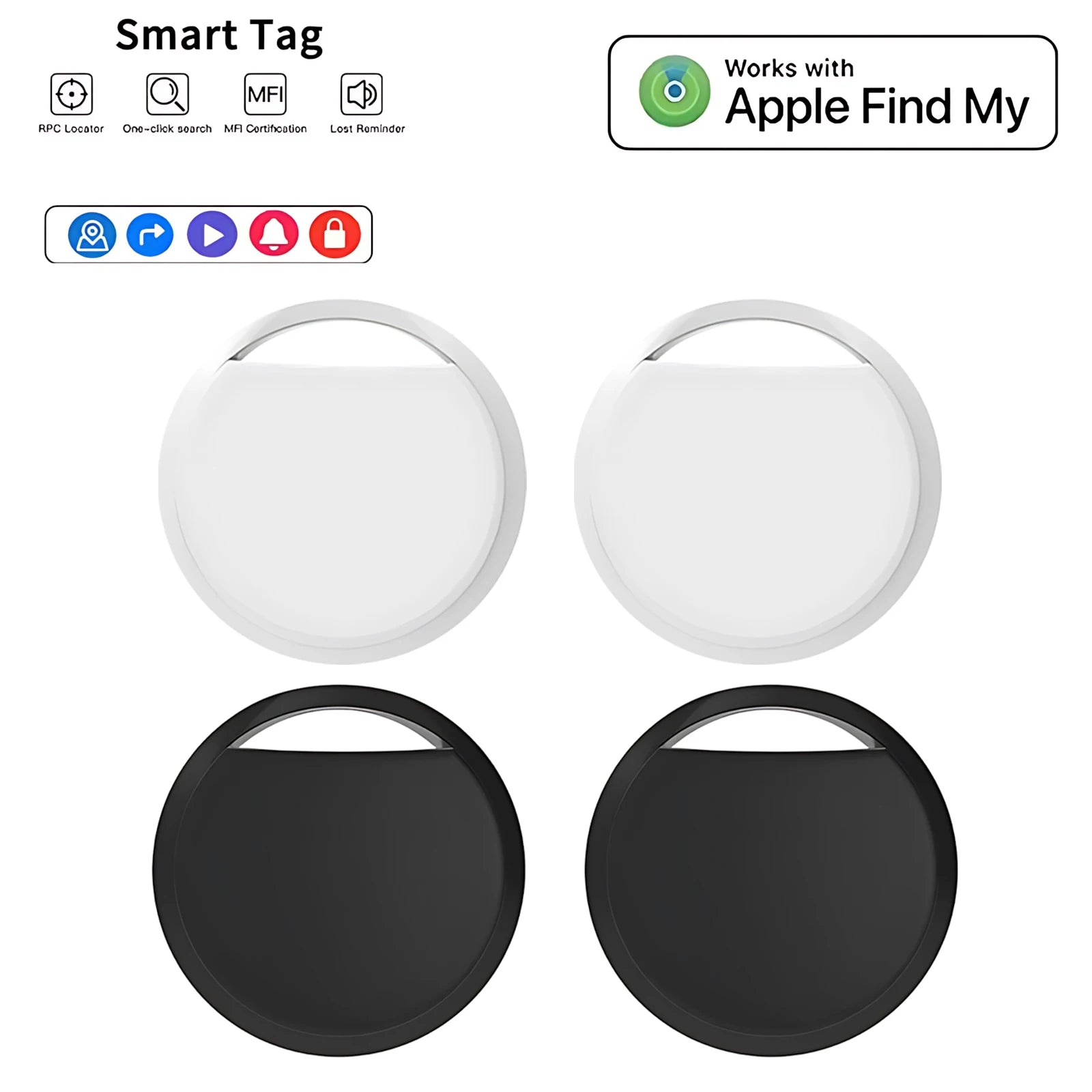 Mini GPS Tracker 2-Pack för iPhone - Apple Find My | MFI-Certifierad Bluetooth Spårare