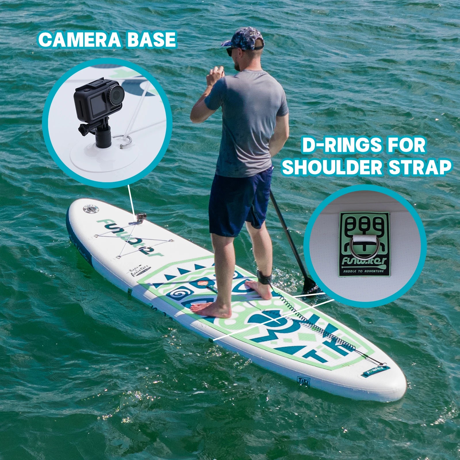 Tax Free EU Stock FunWater SUPFW05A Green Tiki Inflatable Paddle Board 3-7 Days Delivery ISUP Kit Shoulder Strap Adult