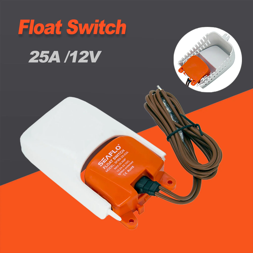 Automatisk Länspumpsflottörbrytare 12V/24V/32V - Marin Vattennivåsensor 25A vit