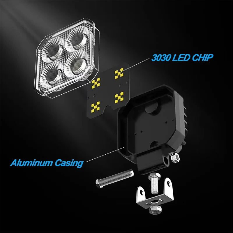 3 Inch 4 LED Rectangle Floodlight 9-32V 18W Car led Work Light For Jeep Truck Boat Tractor ATV Offroad 4X4 Barra LED Headlight