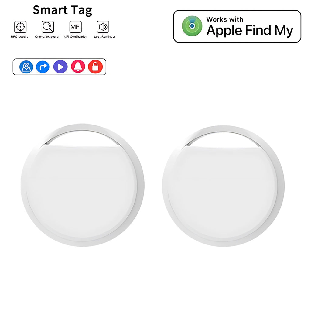 Mini GPS Tracker 2-Pack för iPhone - Apple Find My | MFI-Certifierad Bluetooth Spårare vit 2st