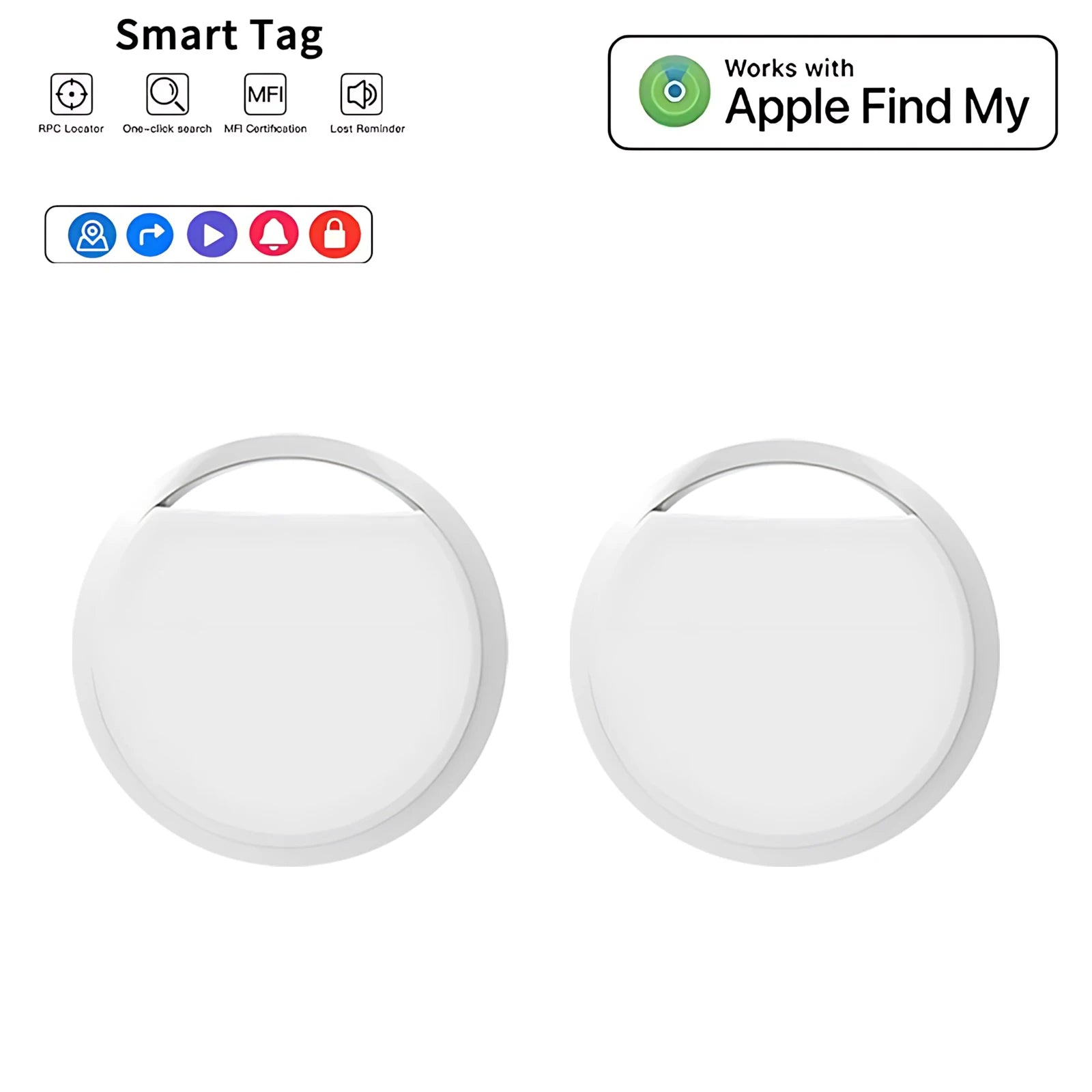 Mini GPS Tracker 2-Pack för iPhone - Apple Find My | MFI-Certifierad Bluetooth Spårare