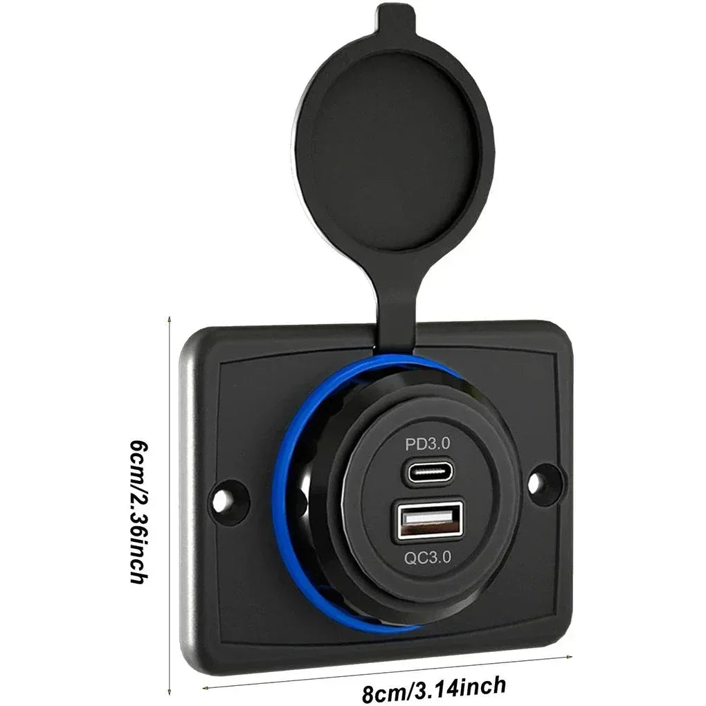 Vattentät USB-laddare för bil - Dubbel snabbladdning 12V/24V