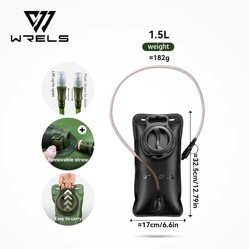 WRELS Hydreringsbladd – Vattenbehållare för Vandring, Cykling & Löpning | BPA-fri | 1,5L–3L