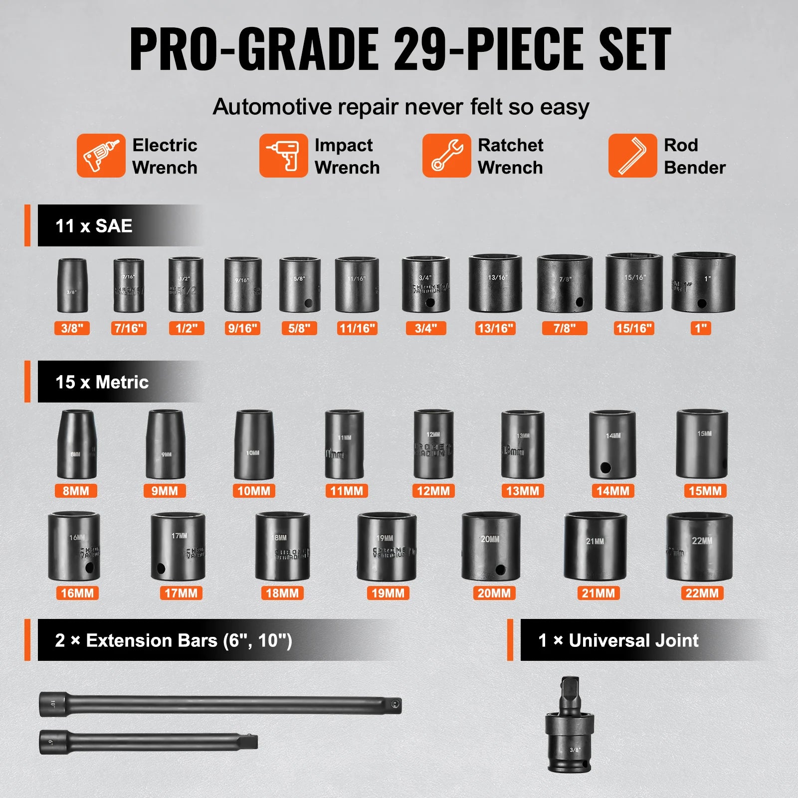 Hylssats för Slagdragare - Professionell Verktygsset CRV 29st Spanien