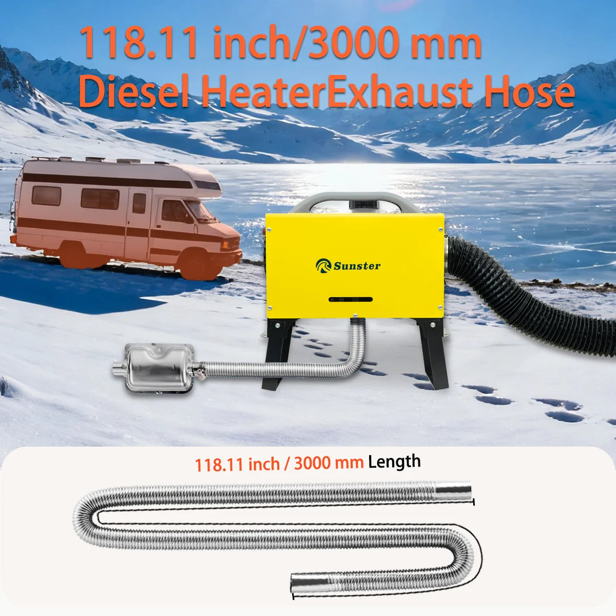 Rostfri Avgasslang för Dieselvärmare 2KW 5KW 8KW – 1m / 1,5m / 2m / 3m