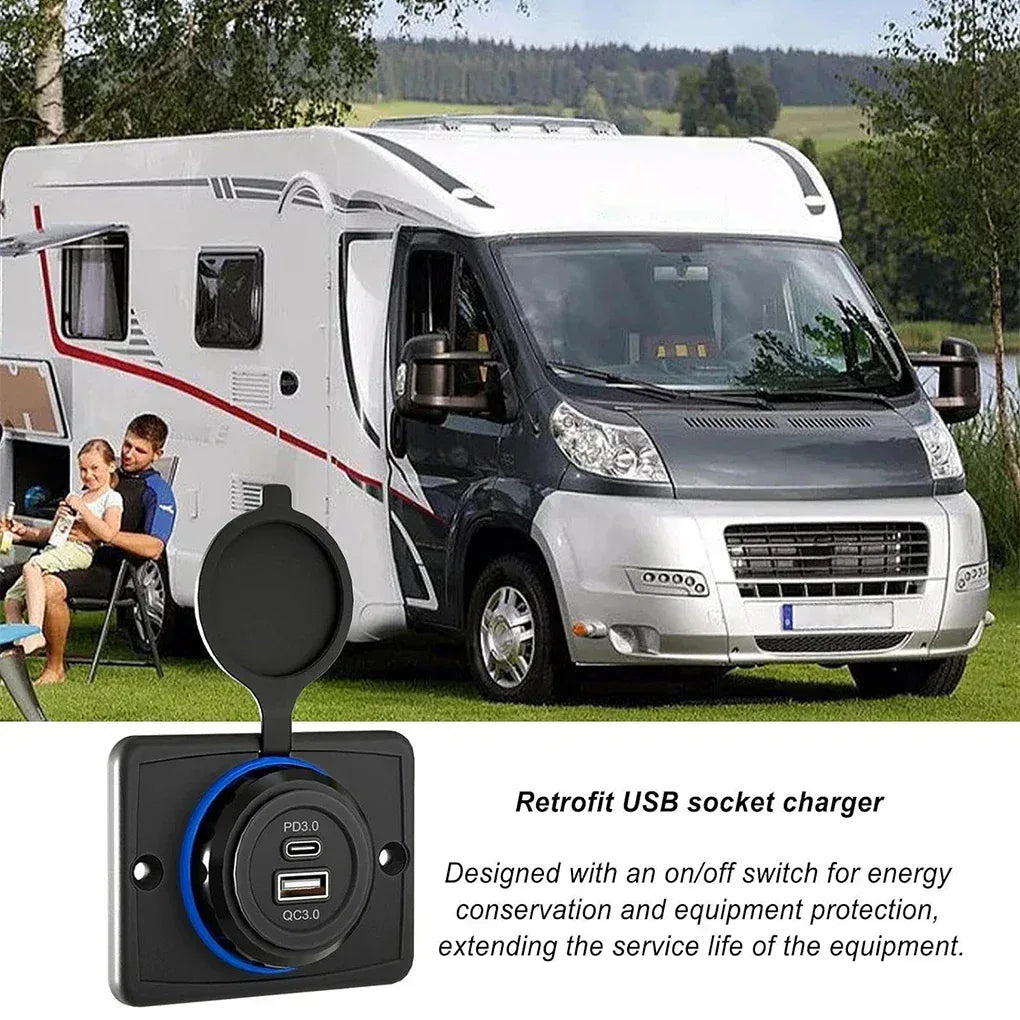 Vattentät USB-laddare för bil - Dubbel snabbladdning 12V/24V