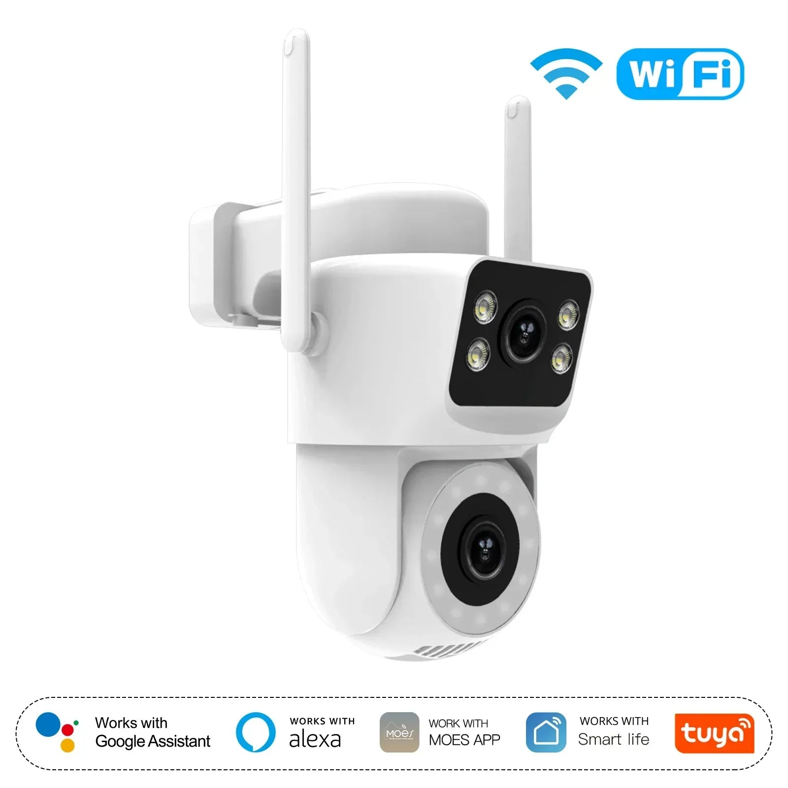 Moes Smart WiFi Utomhus Säkerhetskamera 8MP Dual Screen 2.4G/5G IP65 Vattentät WiFi Smart Camera