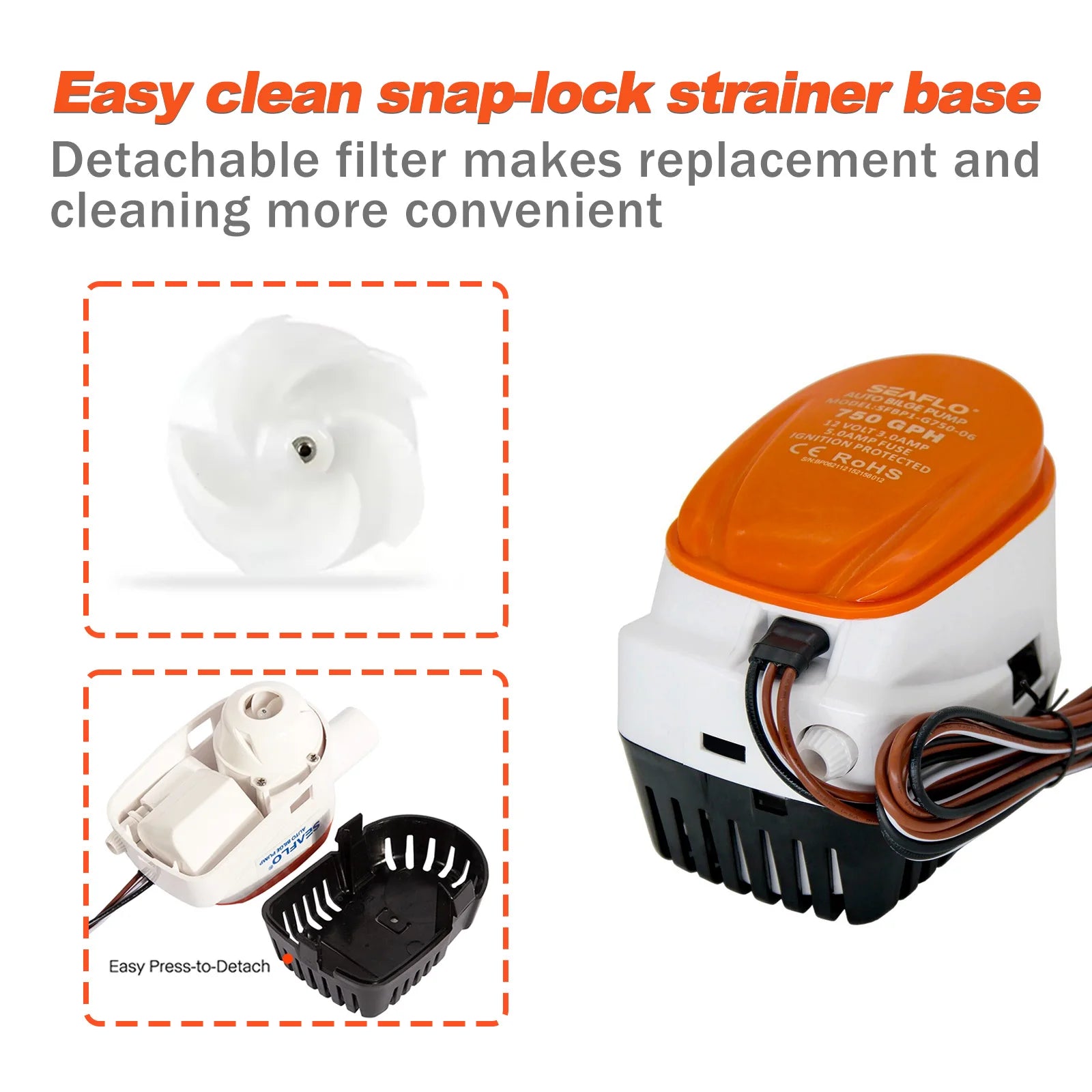 12V Automatisk Dränkbar Länspump för Båtar – 750GPH Marin Länspump för Effektiv Vattenavledning