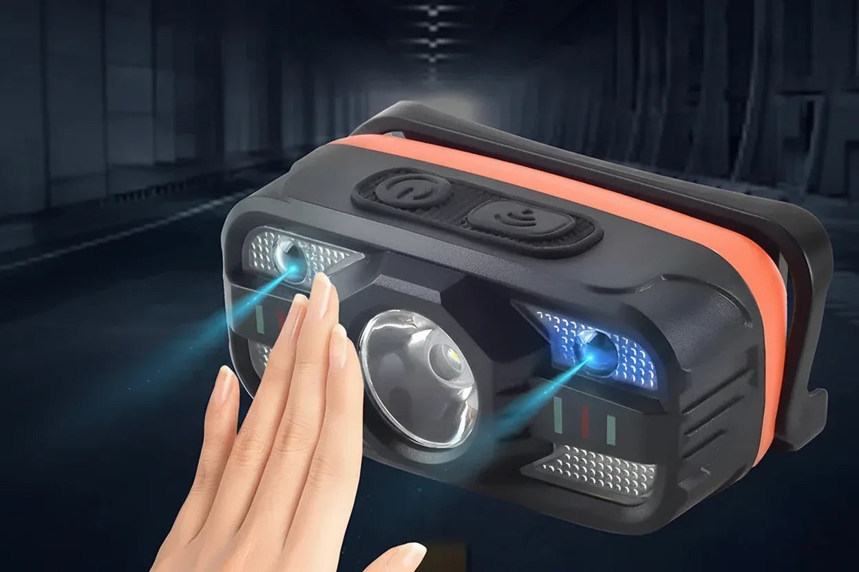 LED Pannlampa med Rörelsesensor - USB Uppladdningsbar 6 Lägen.