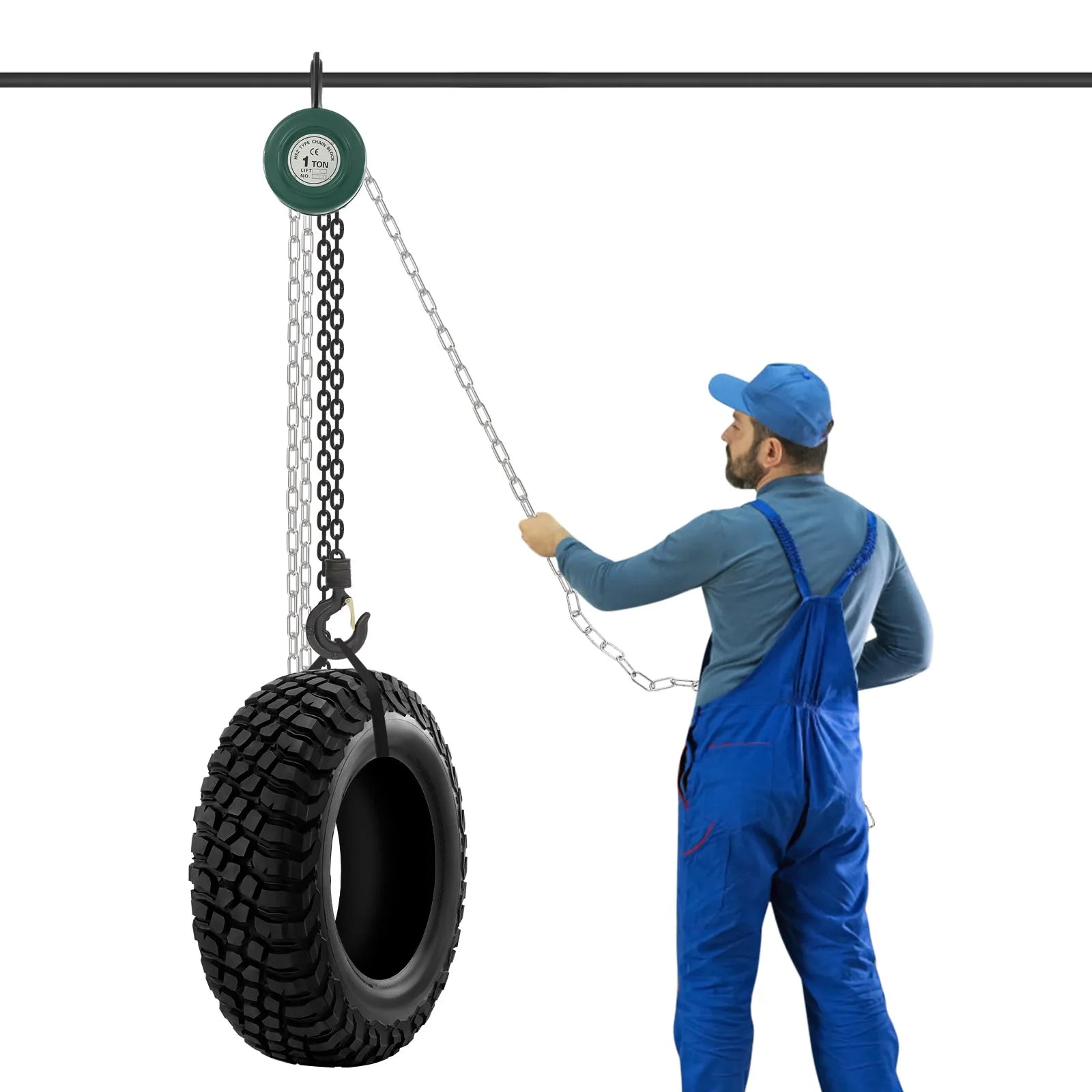 1 Ton 9.84ft Hand Chain Hoist Manganese Steel Industrial Manual Lifting Tool
