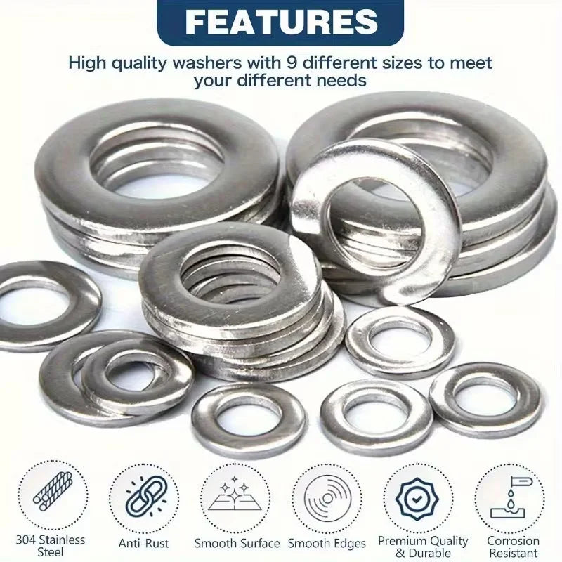 200/400st Rostfria Platta Brickor Set (M2-M12) - Hem DIY & Industrireparation