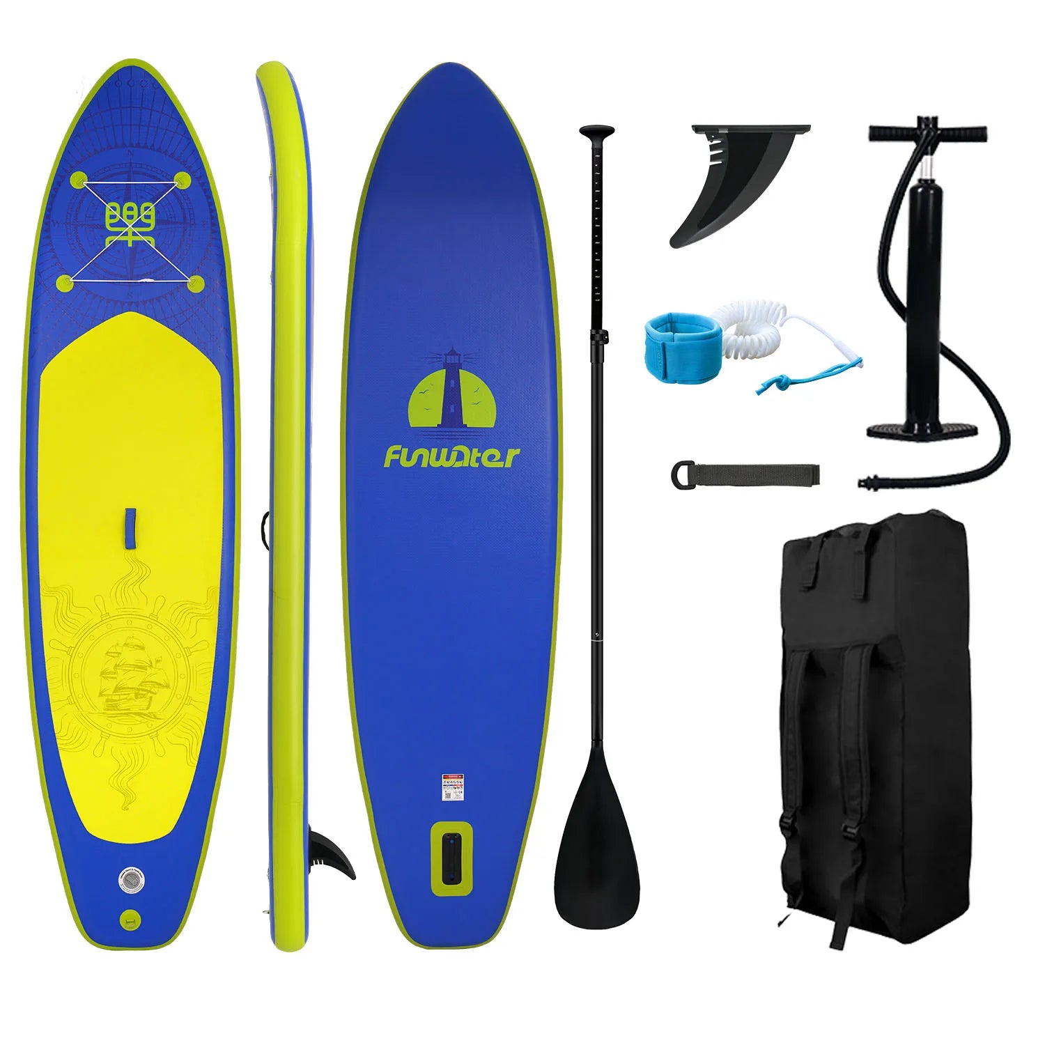 Tax Free EU Stock FunWater SUPFW28A Blue Yellow Paddle Board 3-7 Days Delivery ISUP Nautical Complete Kit Adult