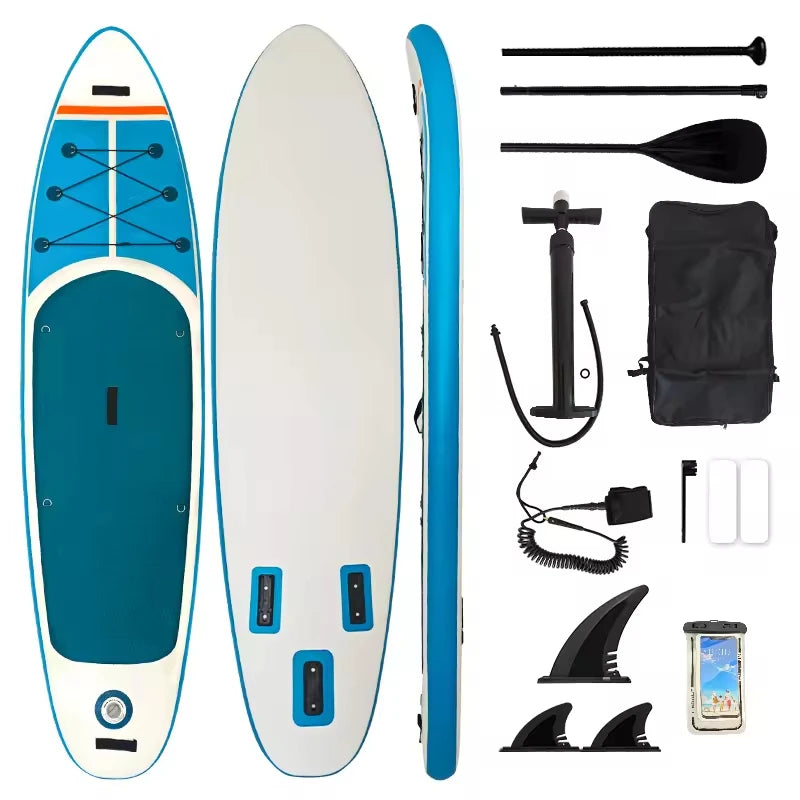 Uppblåsbar SUP-bräda 335cm - Komplett Set med Paddel, Pump & Tillbehör Kallblå Polen (3–6 dagar)