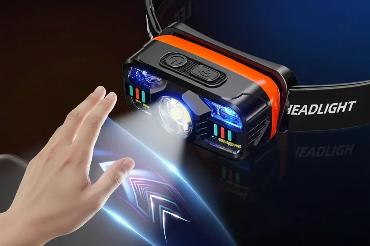 LED Pannlampa med Rörelsesensor - Uppladdningsbar Huvudlampa för Utomhusbruk.