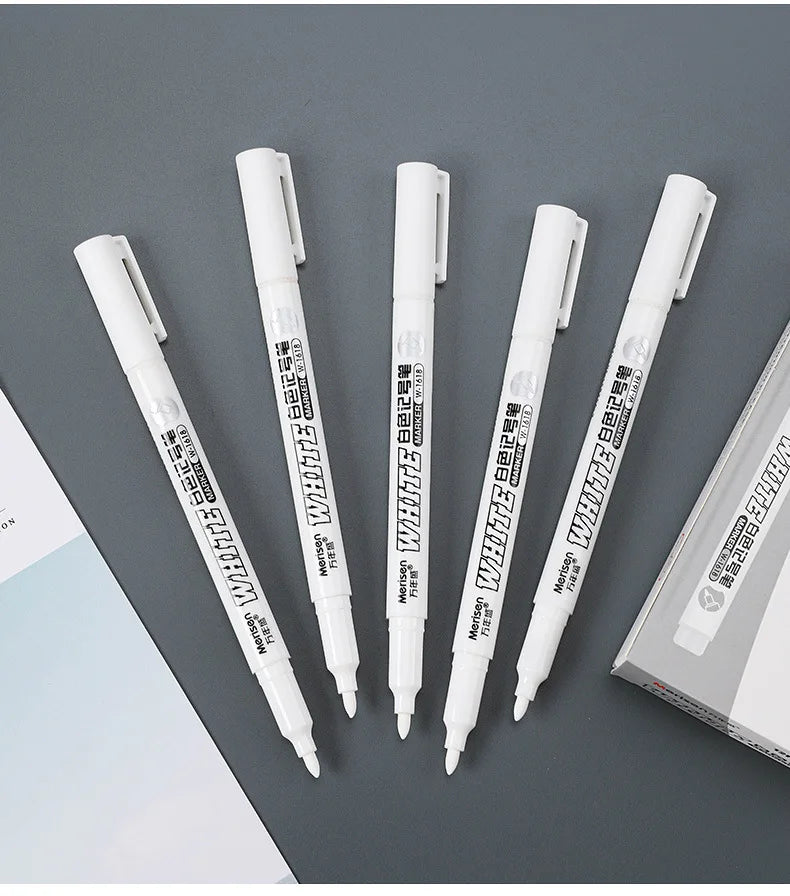 1.0MM White Marker Pens Oily Waterproof Permanent Paint Markers for Wood Plastic Leather Glass Stone Metal Art Supplies