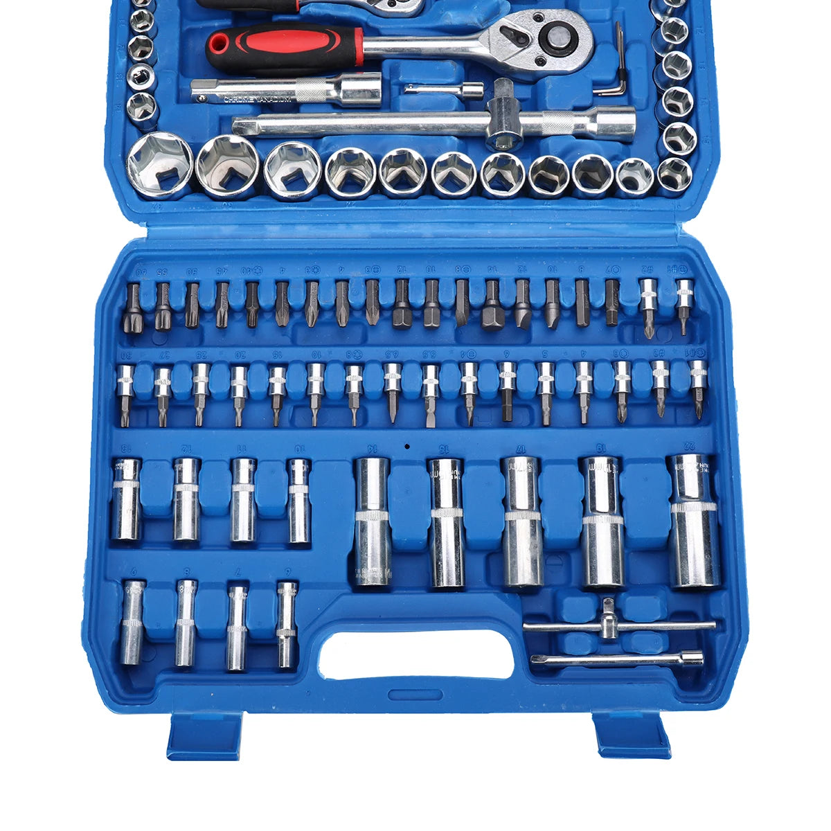 108-delars Skruvnyckelset – 1/4" & 1/2" CR40 Stål Hylsnyckelsats med Väska