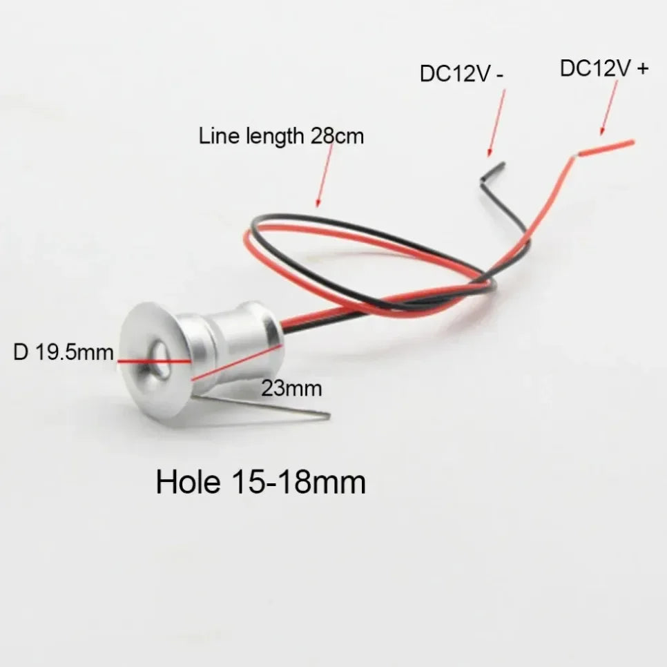 Mini LED Spotlight 1W - Inbyggd Takspot 12V för Trappor & Skåp