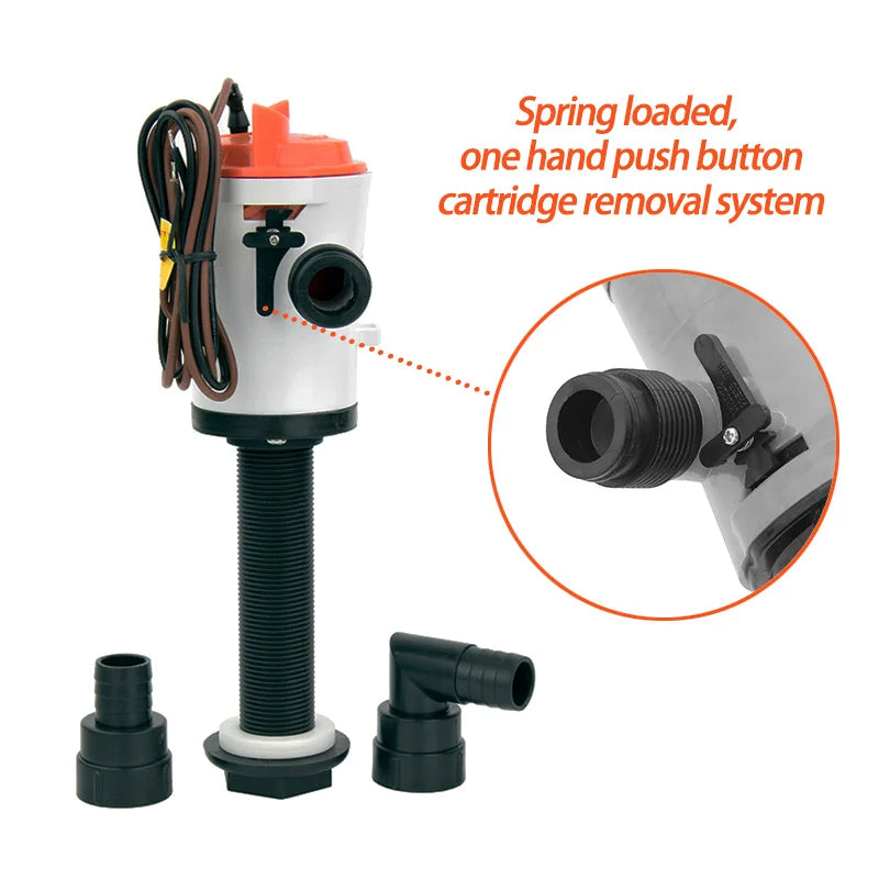 12V 800GPH Marin Livewell Pump - Nedsänkbar Aerator för Baitbehållare