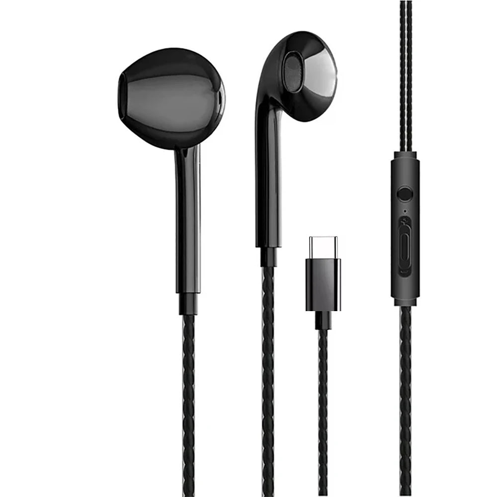 Trådbundna USB-C Hörlurar med Mikrofon - Stereo In-Ear Headset för Gaming & Musik