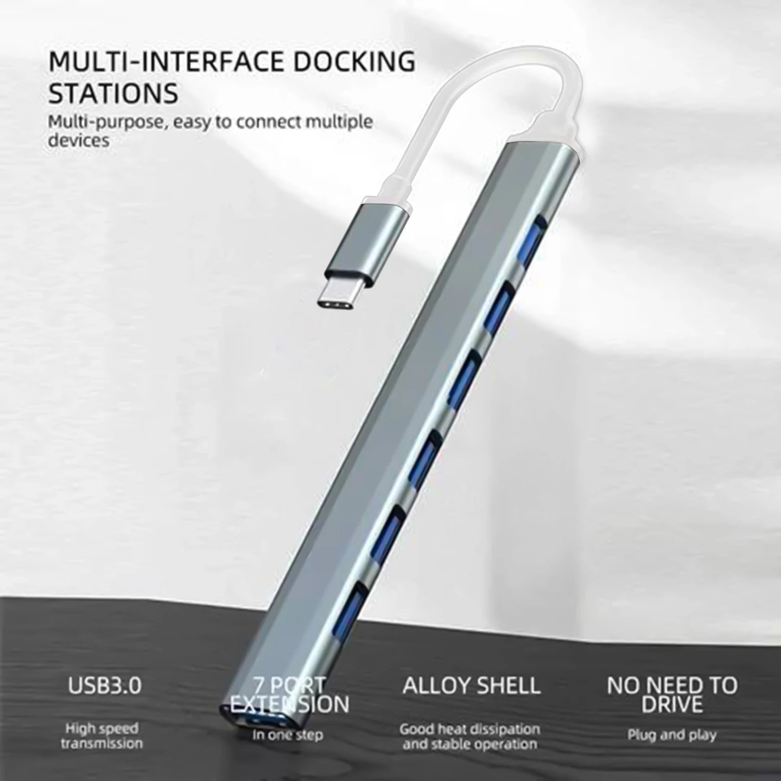 7-Ports USB-C Hub - USB 3.0 Multi-Port Adapter för MacBook & PC.