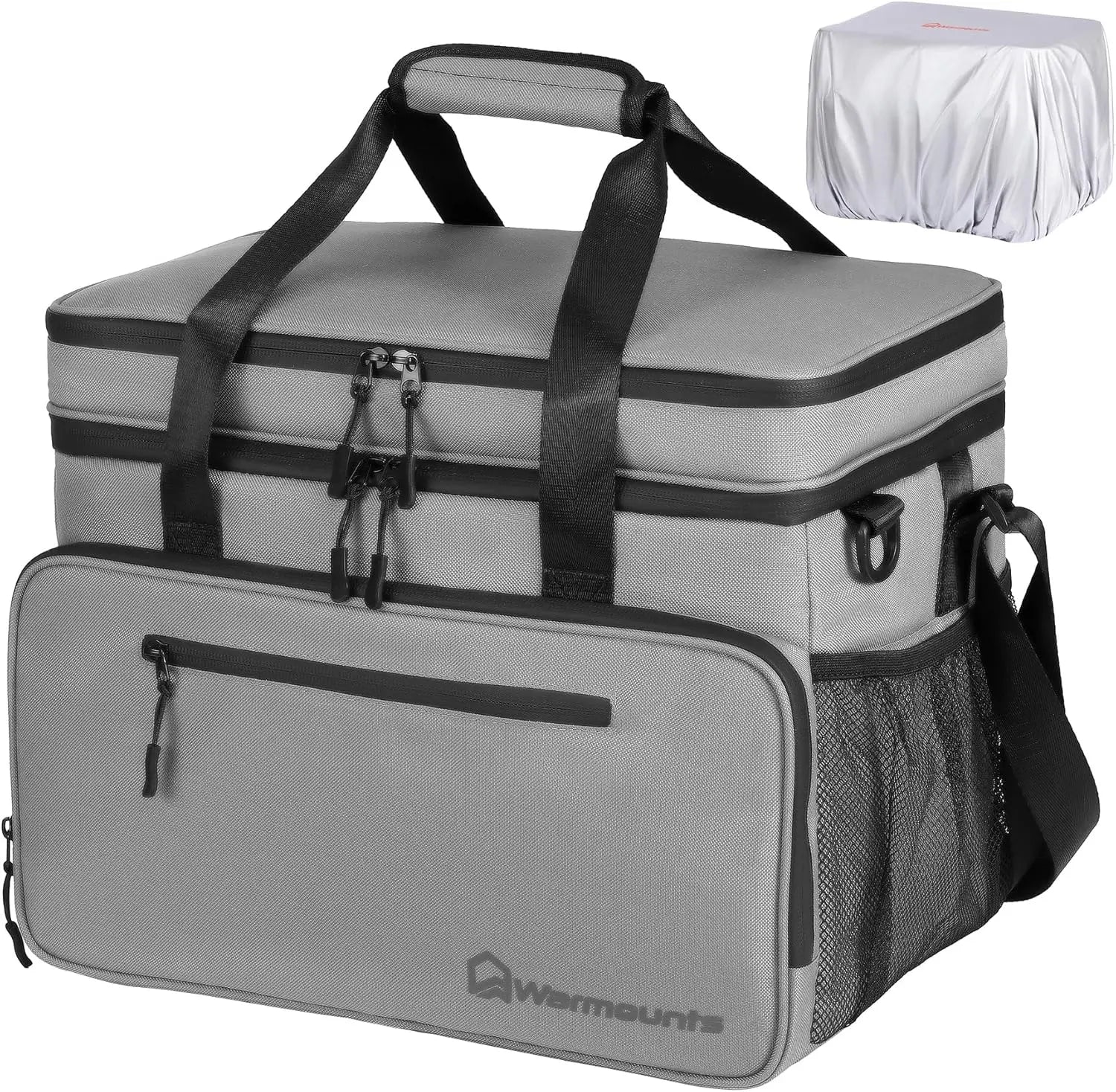 Isolerad Kylväska 48 Burkar – 2 Fack | Läckagesäker för Camping & Picknick Grå TJECKIEN