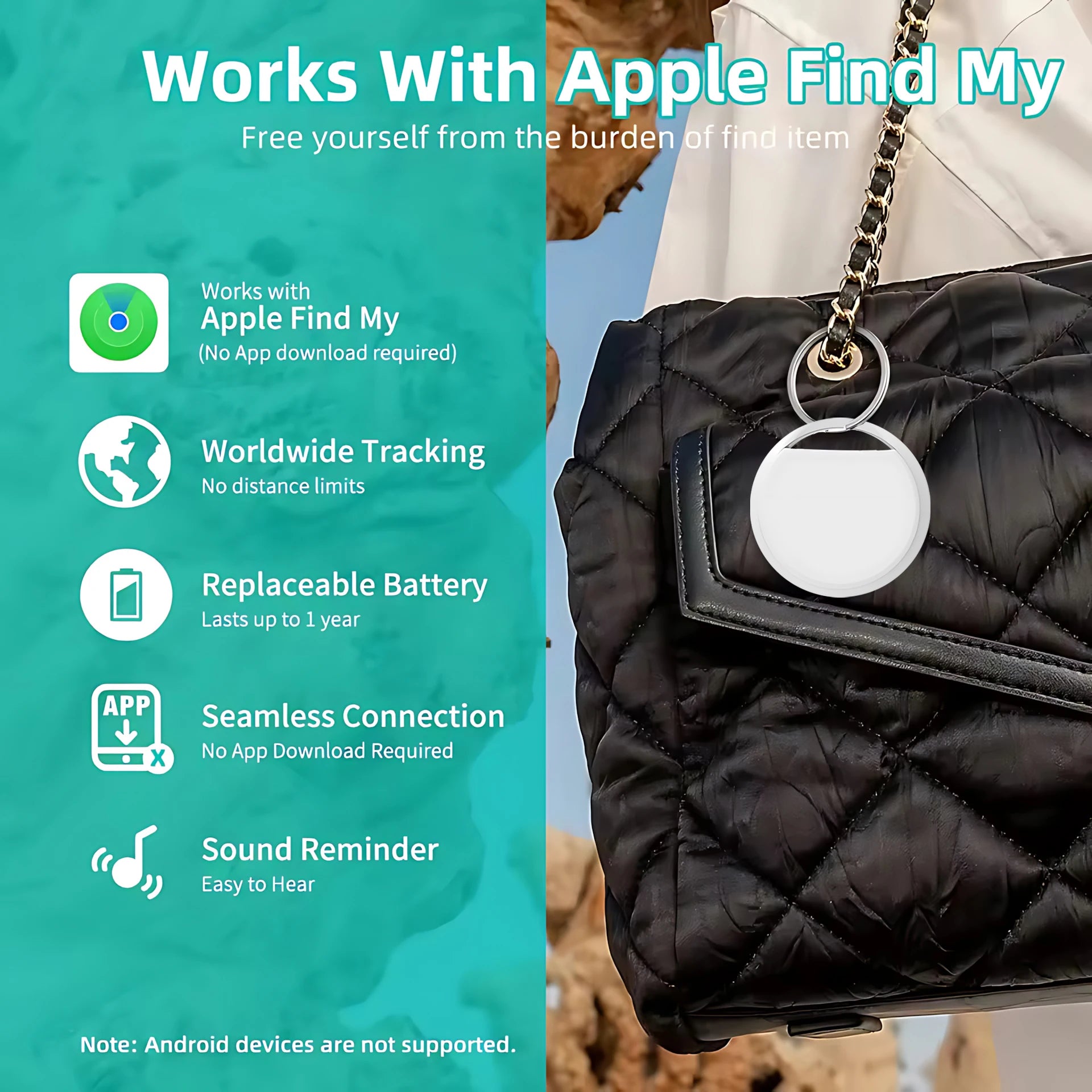 Mini GPS Tracker 2-Pack för iPhone - Apple Find My | MFI-Certifierad Bluetooth Spårare