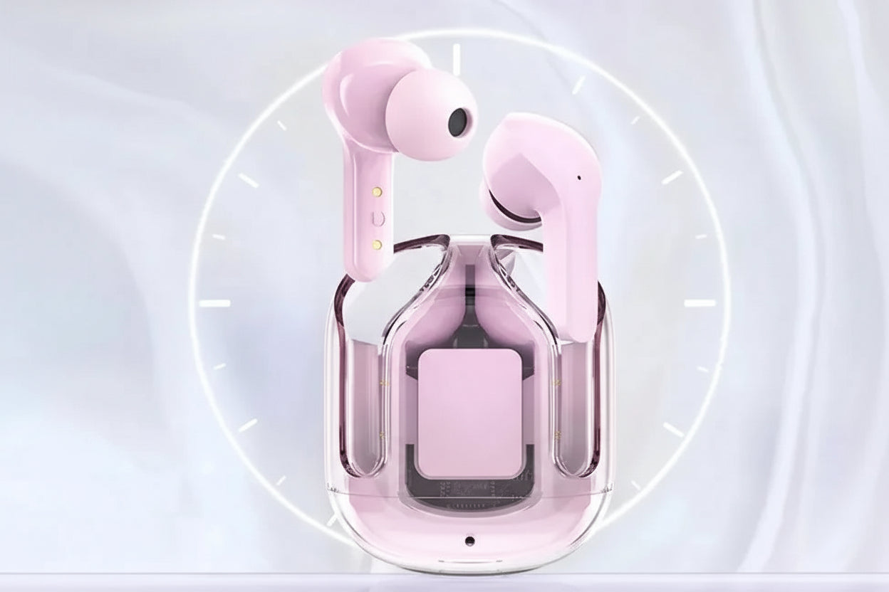 Original T2 Trådlösa Bluetooth Earphones - Transparent HiFi Stereo Hörlurar med LED Digital Batteriindikator - För Xiaomi, iPhone & Android.