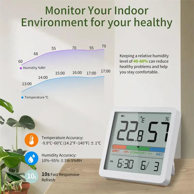 Smart Digital Termometer & Hygrometer med Klimatindikator - LCD Väderstation