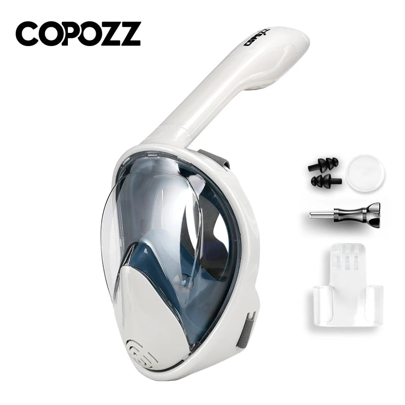 COPOZZ Professionell Snorkelmask - Heltäckande Dykarmask med Anti-Dimma