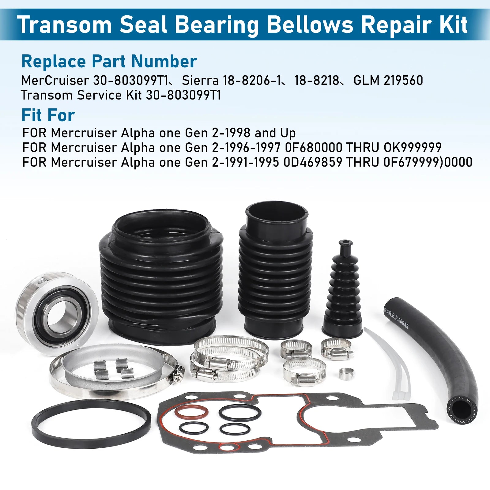 Bellows Reparationskit med Gimballager för Mercruiser Alpha One Gen II