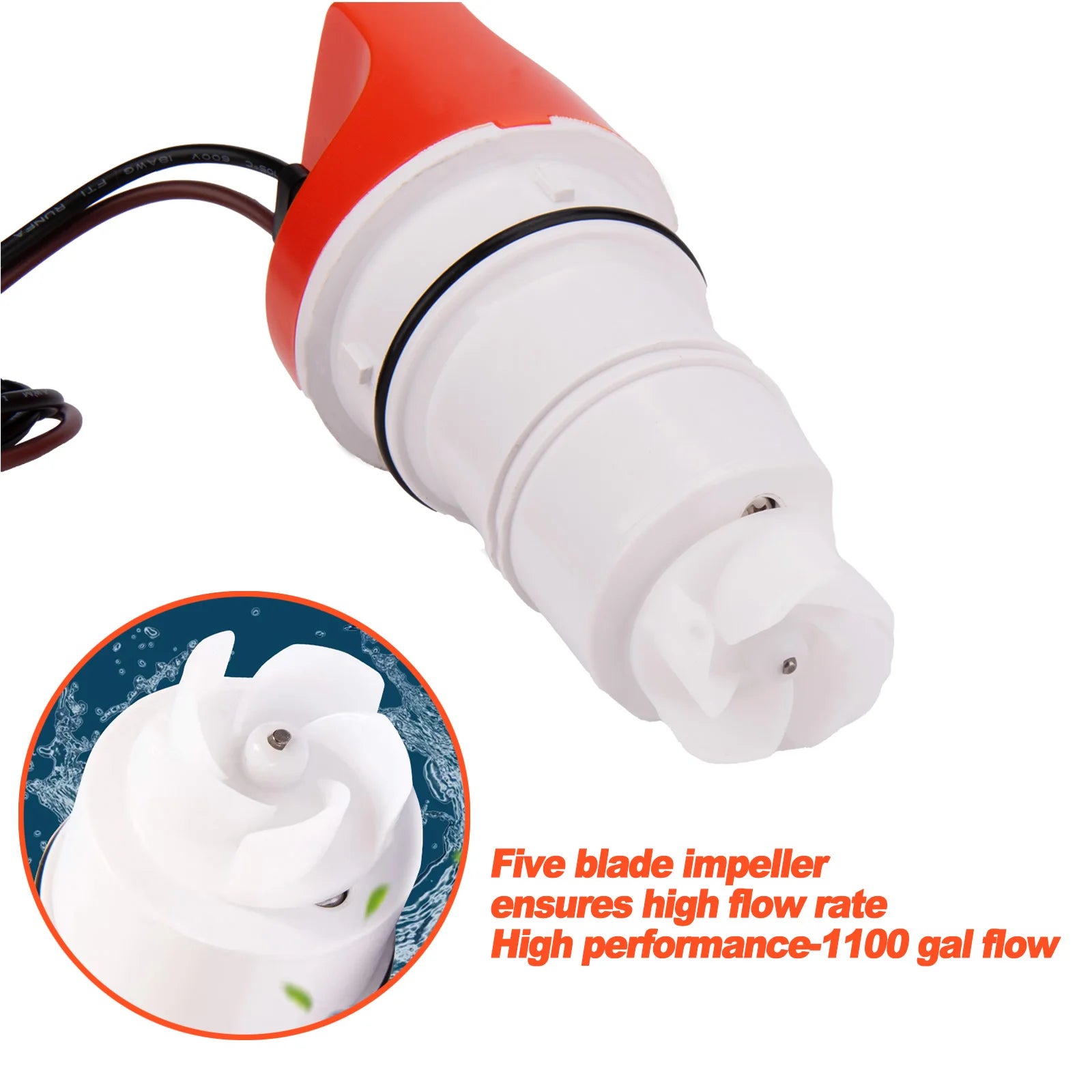 12V 1100GPH Automatisk Länspump | Låg Profil Marin Vattensensor för Snabb Dränering