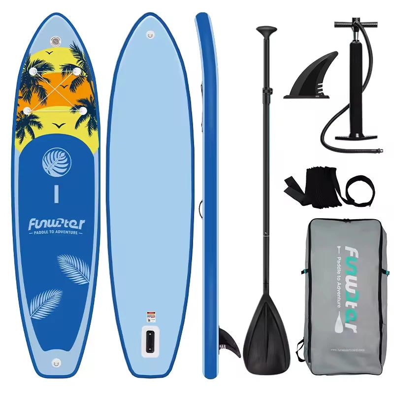 Uppblåsbar SUP-bräda 335cm - Komplett Set med Paddel, Pump & Tillbehör Blå solnedgång Polen (3–6 dagar)