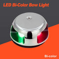 12V LED Bi-Color Bogljus - Däcksmonterad Navigationslampa i Rostfritt Stål för Båt Yacht Pontoon Silver