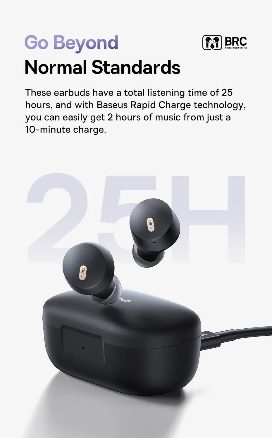 Baseus Bowie E18 Trådlösa Hörlurar Bluetooth 5.3 AI ENC 25H Speltid IPX4