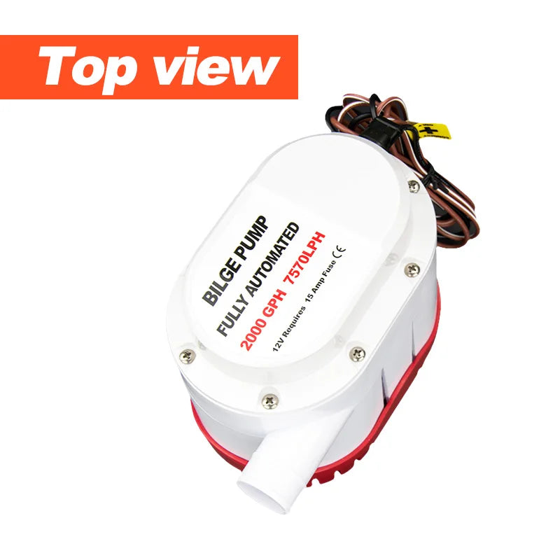 Automatisk Länspump 2000GPH 12V - Marin Dränkbar Pump med Inbyggd Flottörbrytare
