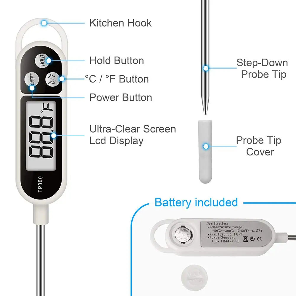 Digital Instant Read Meat Thermometer Kitchen Cooking Food Candy Thermometer for Oil Deep Fry BBQ Grill Smoker Thermometer