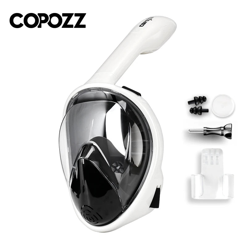 COPOZZ Professionell Snorkelmask - Heltäckande Dykarmask med Anti-Dimma