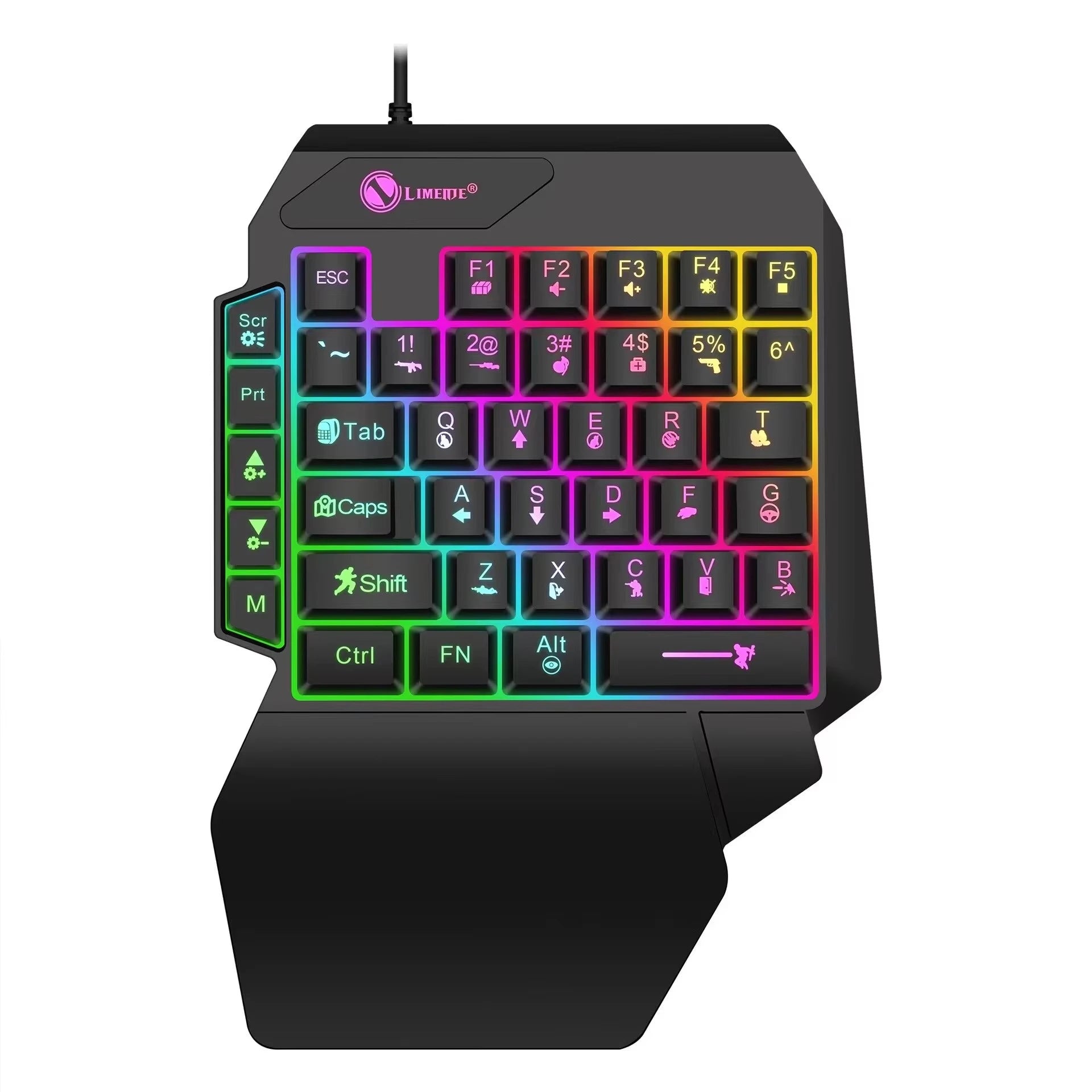35-Tangent Gaming Keypad - Enhandstangentbord med Bakgrundsbelysning för MOBA & FPS
