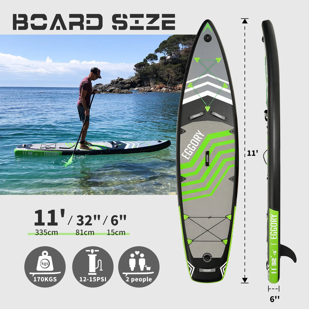 335 cm Uppblåsbar Stand Up Paddle Board 335cm - SUP Set för Vuxna med Kamerafäste
