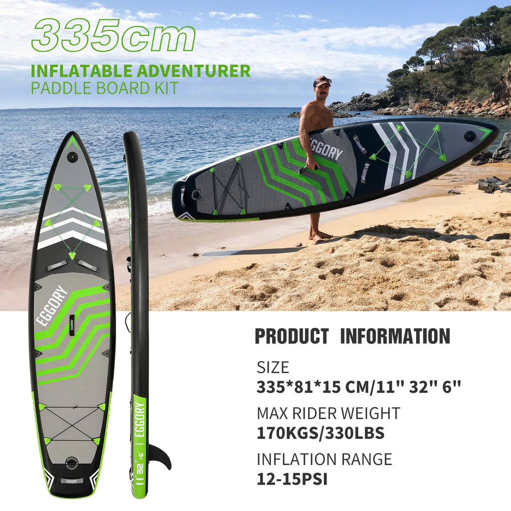 335 cm Uppblåsbar Stand Up Paddle Board 335cm - SUP Set för Vuxna med Kamerafäste