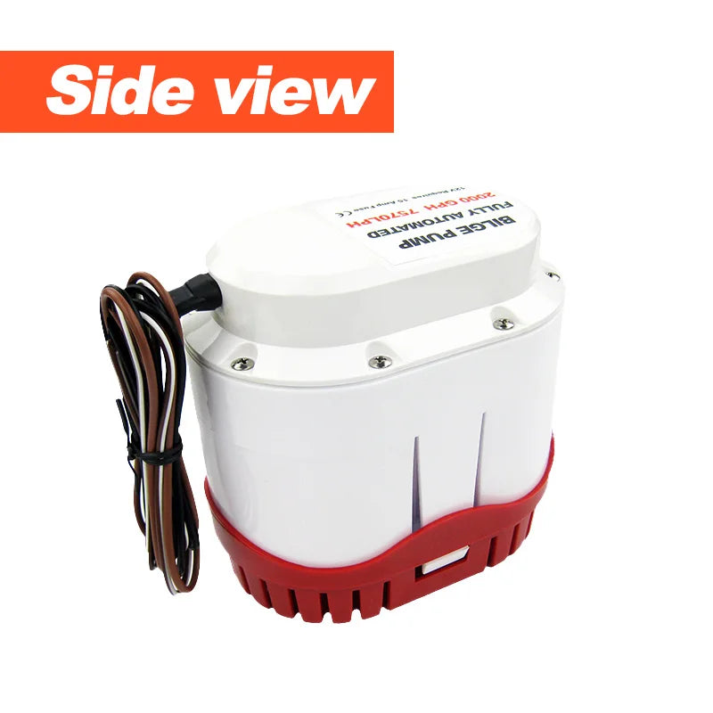 Automatisk Länspump 2000GPH 12V - Marin Dränkbar Pump med Inbyggd Flottörbrytare