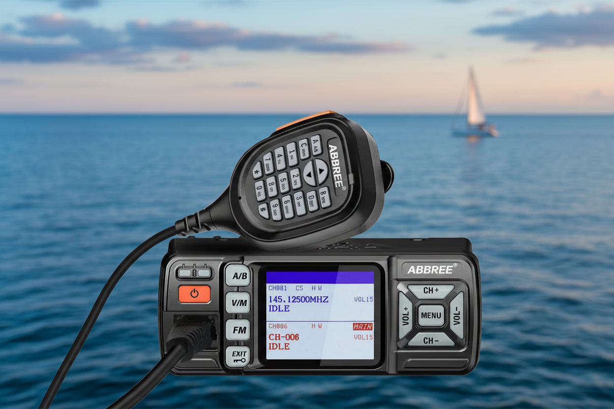 ABBREE AR-318 Professionell Bilradio 25W Dual Band VHF/UHF Walkie Talkie med Kryptering